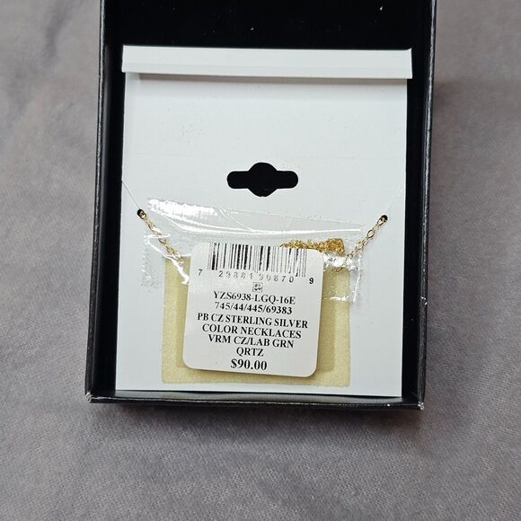 Giani Bernini Lab-Created Green Quartz & Cubic Zirconia 18k Gold-Plated Necklace - Picture 2 of 3